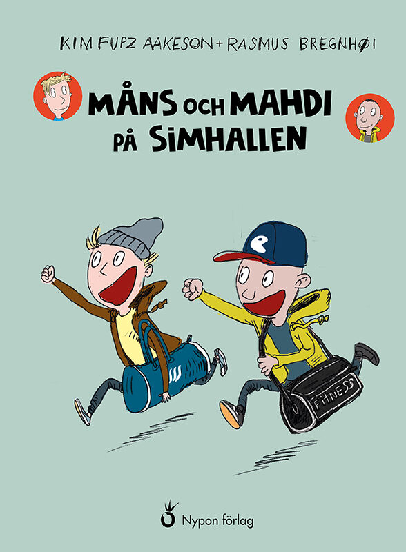 Omslag: Måns och Mahdi på simhallen